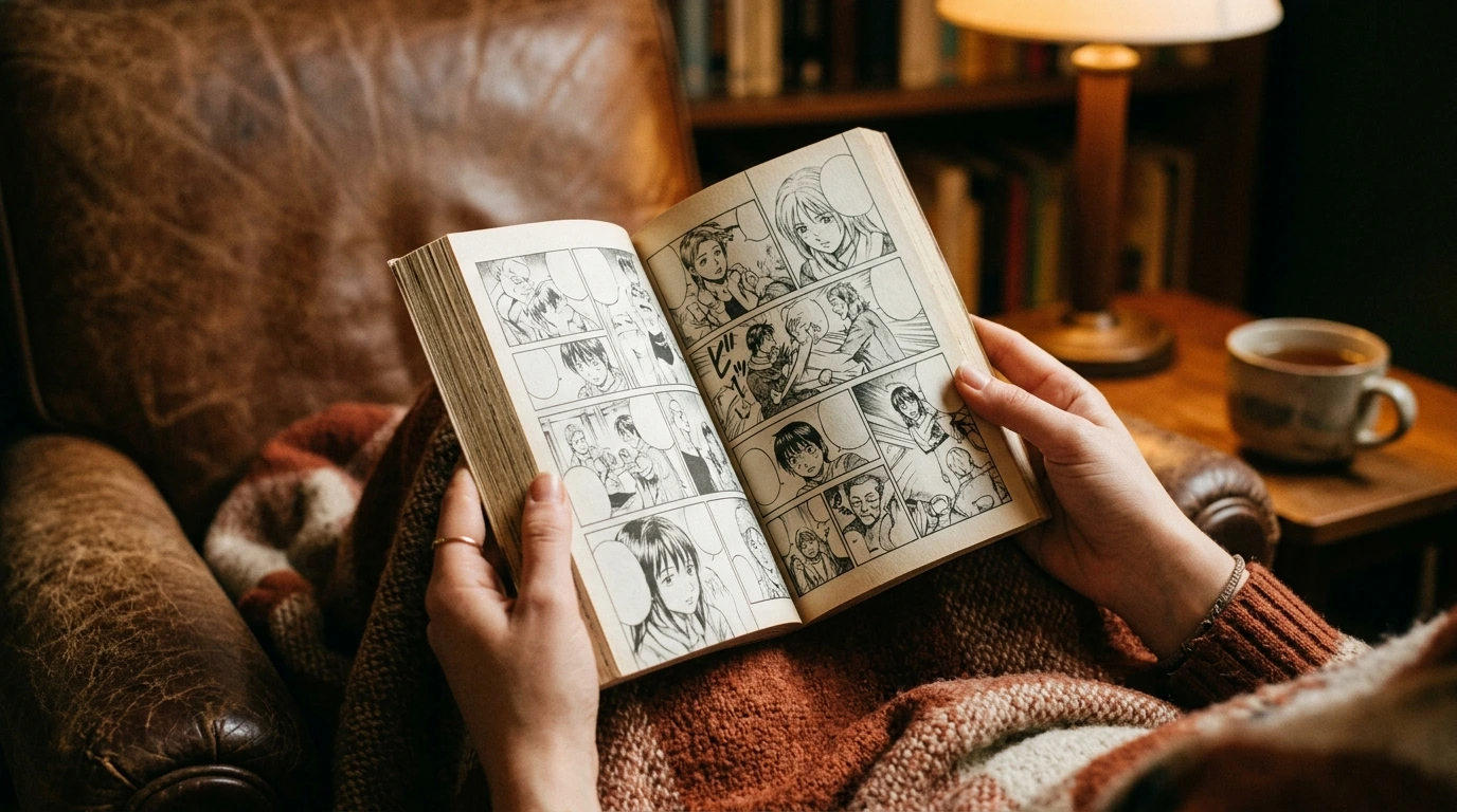 Lunga collezione di una saga manga sullo scaffale