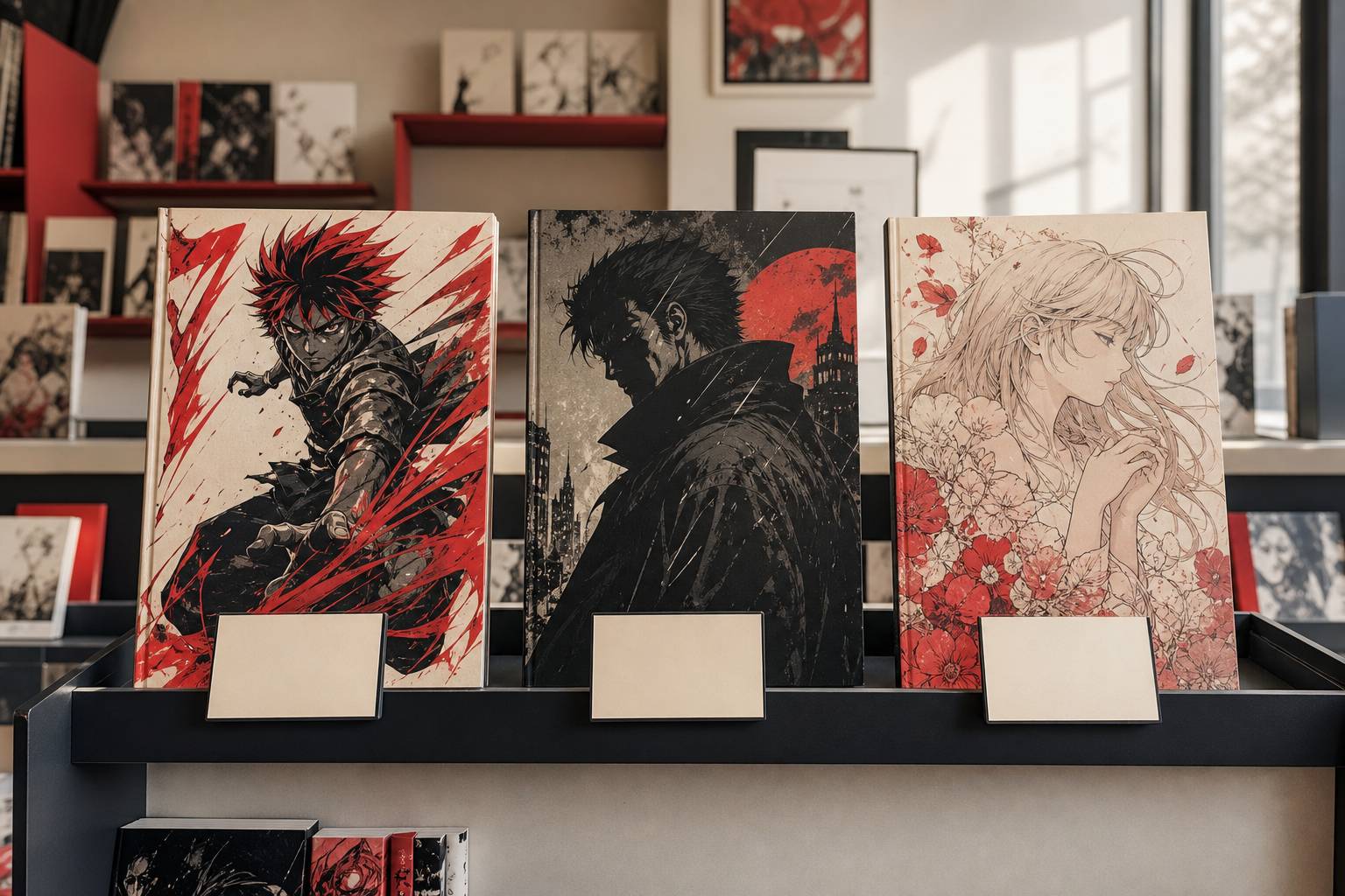 Graphic novel aperto su un leggio in un salotto
